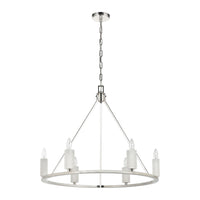 White Stone 30'' Wide 6-Light Chandelier - Polished Nickel