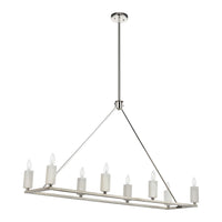 White Stone 48'' Wide 8-Light Linear Chandelier - Polished Nickel