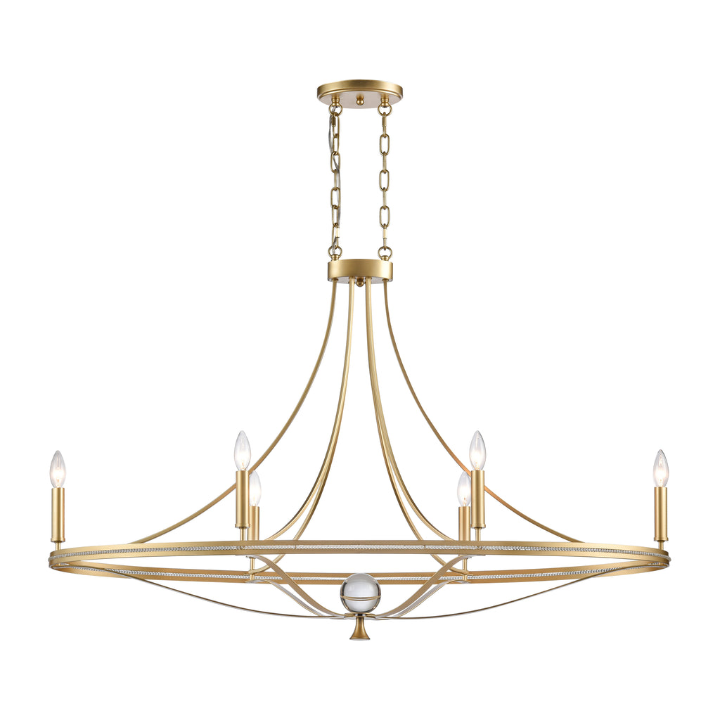 Noura 46.5'' Wide 6-Light Linear Chandelier - Champagne Gold