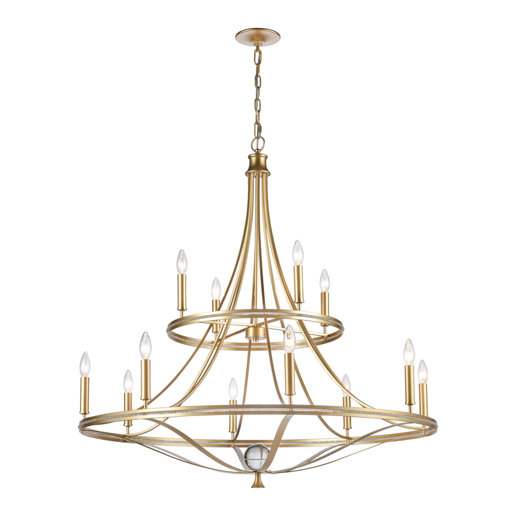 Noura 40'' Wide 12-Light Chandelier - Champagne Gold