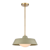 Gilman 16'' Wide 1-Light Pendant - Satin Brass with Sage Green