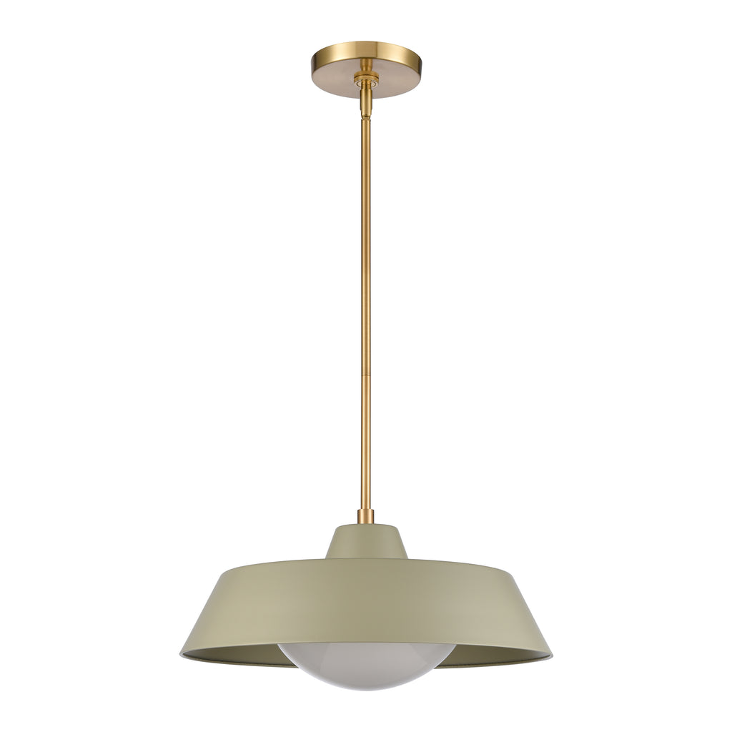 Gilman 16'' Wide 1-Light Pendant - Satin Brass with Sage Green