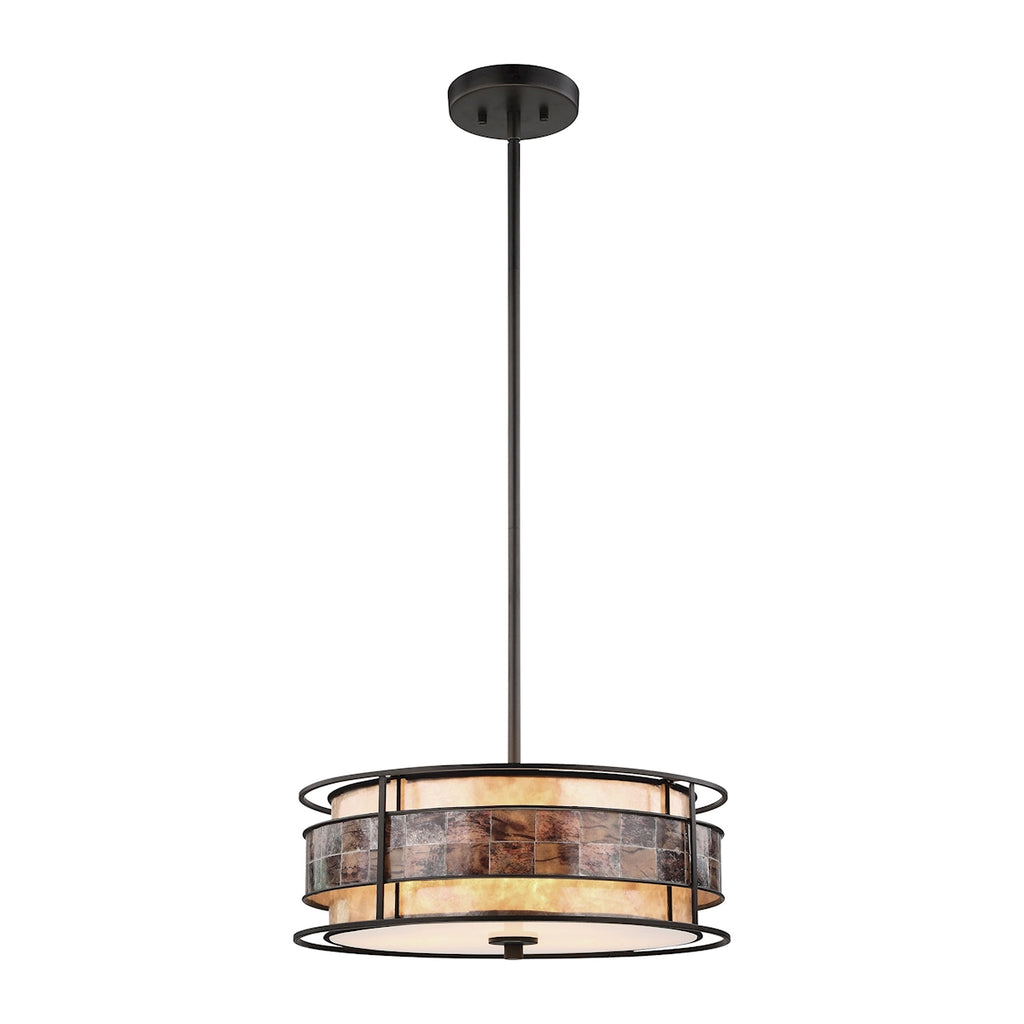 Tremont 3 Light Chandelier in Tiffany Bronze with Tan and Brown Mica