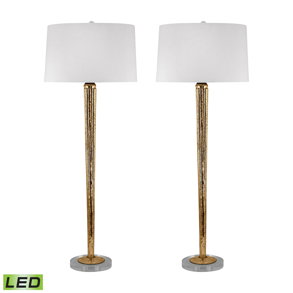 Mercury Glass LED Candlestick Lamp In Gold