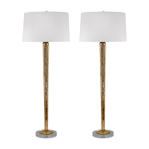 Mercury Glass Candlestick Lamp in Gold (Set of 2)