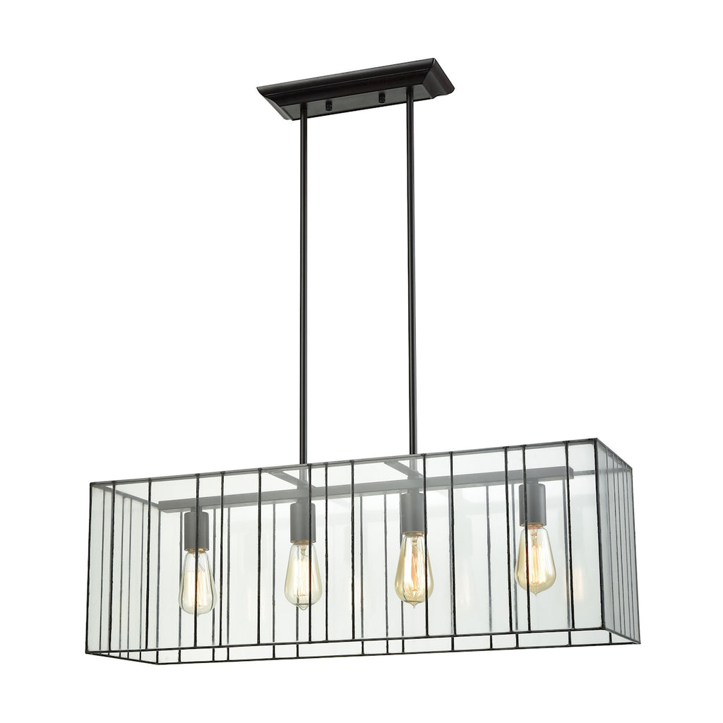 Lucian 4 Light Chandelier in Oil Rubbed Bronze with Clear Glass