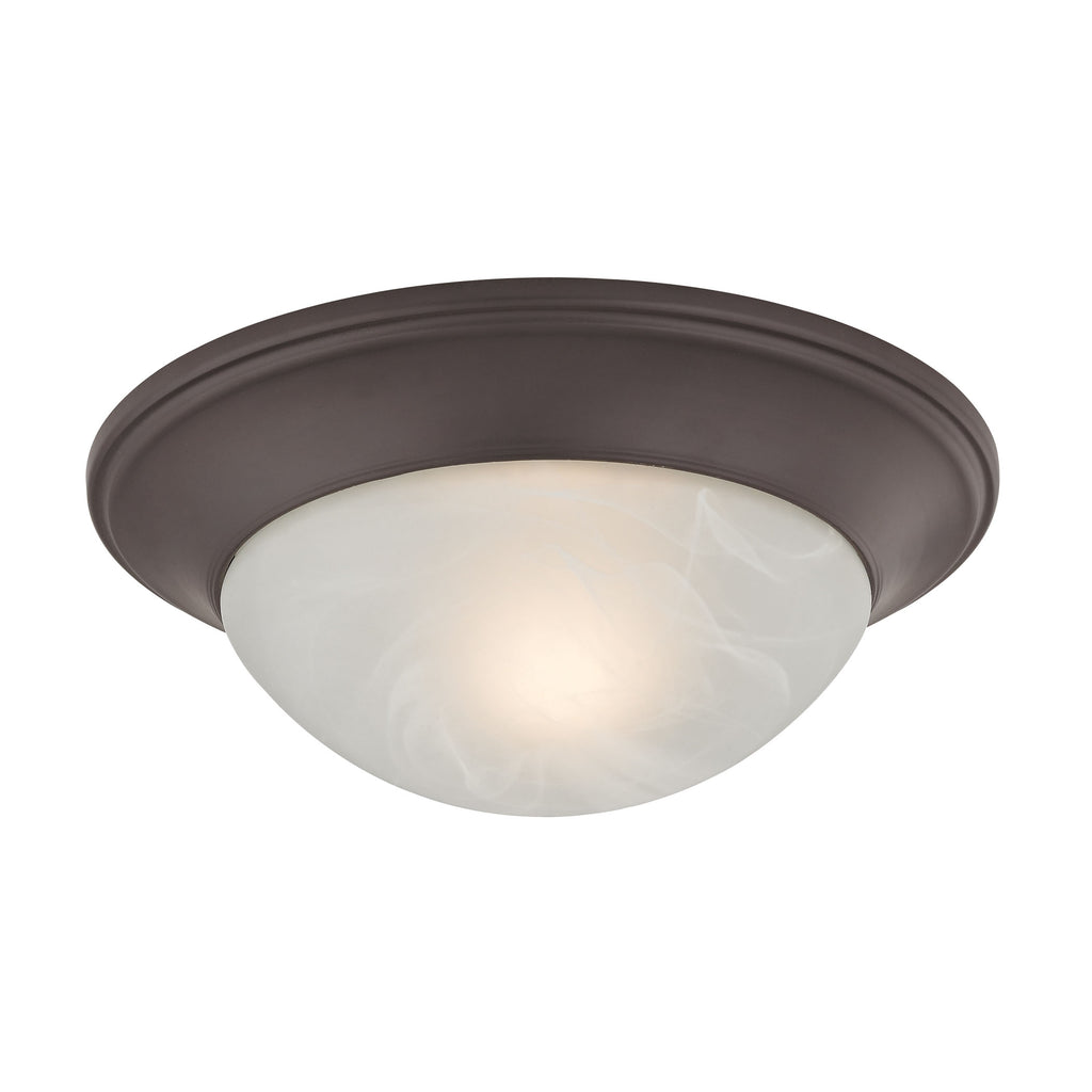 1 Light Flushmount In Oil Rubbed Bronze And Alabaster White Glass