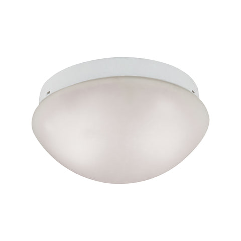 2 Light Mushroom Flushmount In White With Frosty White Glass