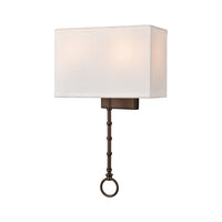 Shannon 2-Light Sconce in Oil Rubbed Bronze with White Fabric Shade