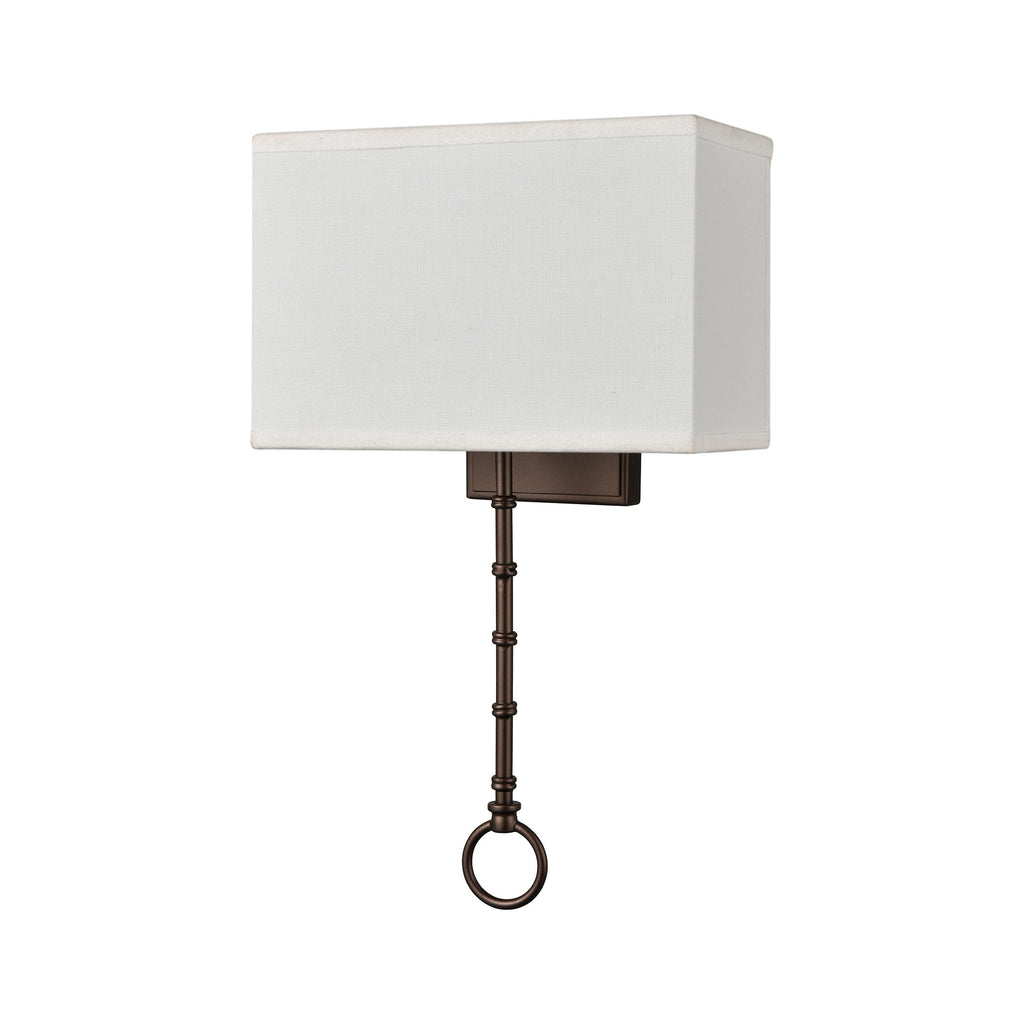 Shannon 2-Light Sconce in Oil Rubbed Bronze with White Fabric Shade