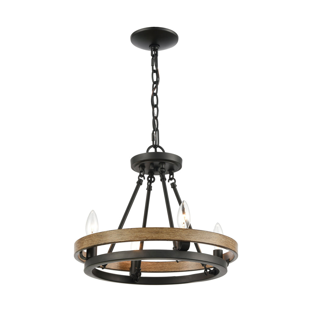 Ramsey 4-Light Chandelier in Matte Black and Aspen