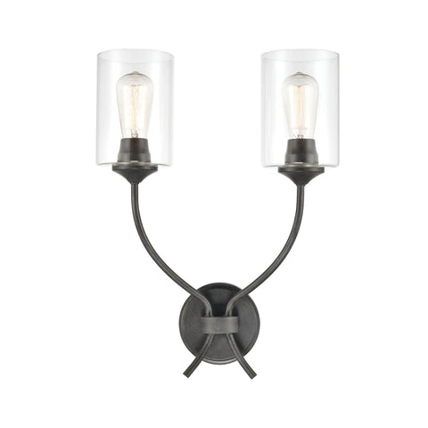 Daisy 2-Light Sconce in Midnight Bronze with Clear Glass
