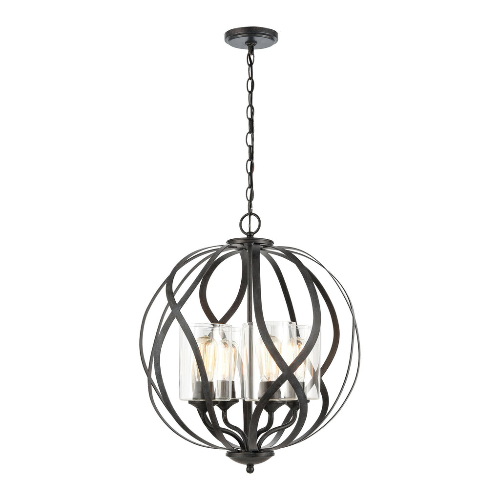 Daisy 4-Light Chandelier in Midnight Bronze with Clear Glass