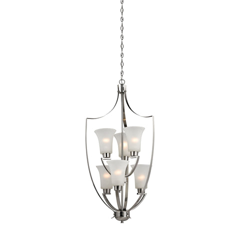 Foyer 6 Light Chandelier In Brushed Nickel