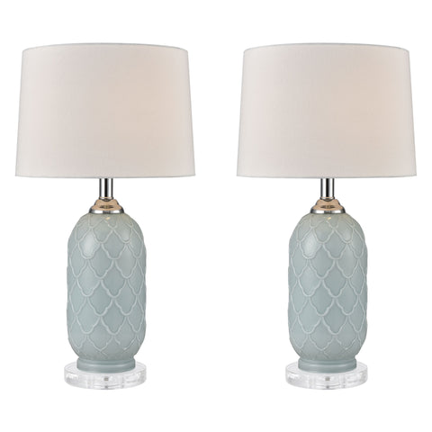 La Joliette 24'' High 2-Light Table Lamp - Set of 2 Pale Blue