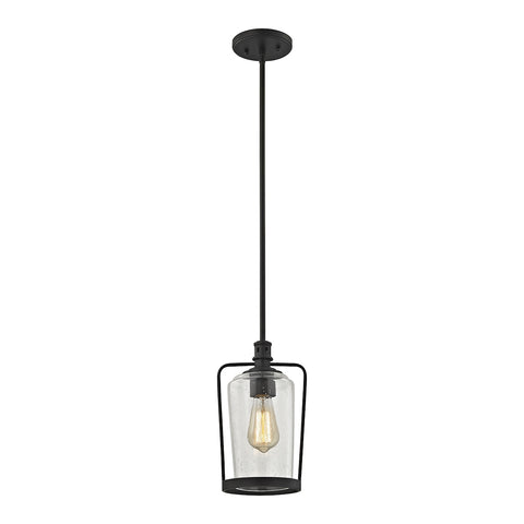 Hamel 1-Light Mini Pendant in Oil Rubbed Bronze with Clear Seedy Glass