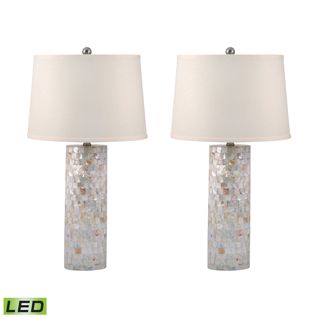 Mother of Pearl Cylinder LED Table Lamp