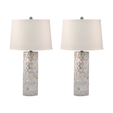 Mother of Pearl Cylinder Table Lamp (Set of 2)