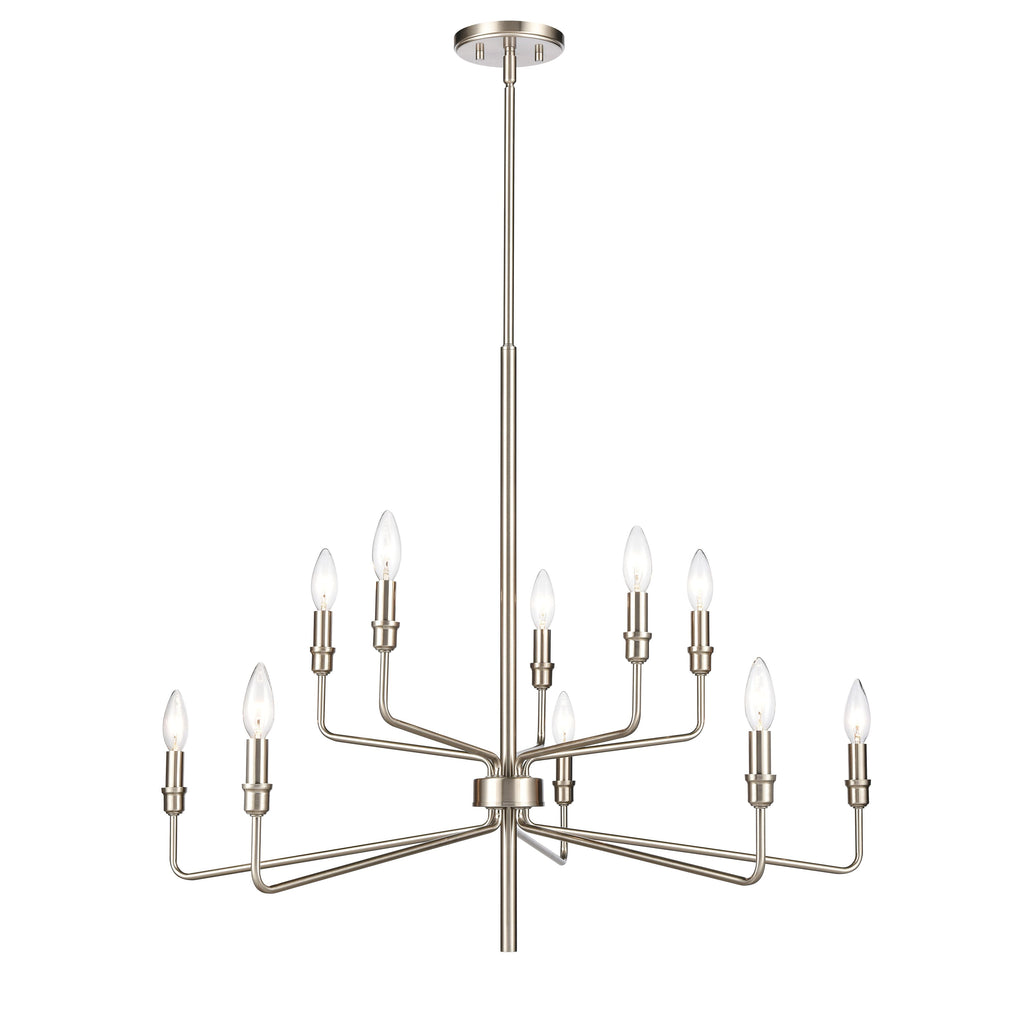 Saginaw 34'' Wide 10-Light Chandelier - Satin Nickel