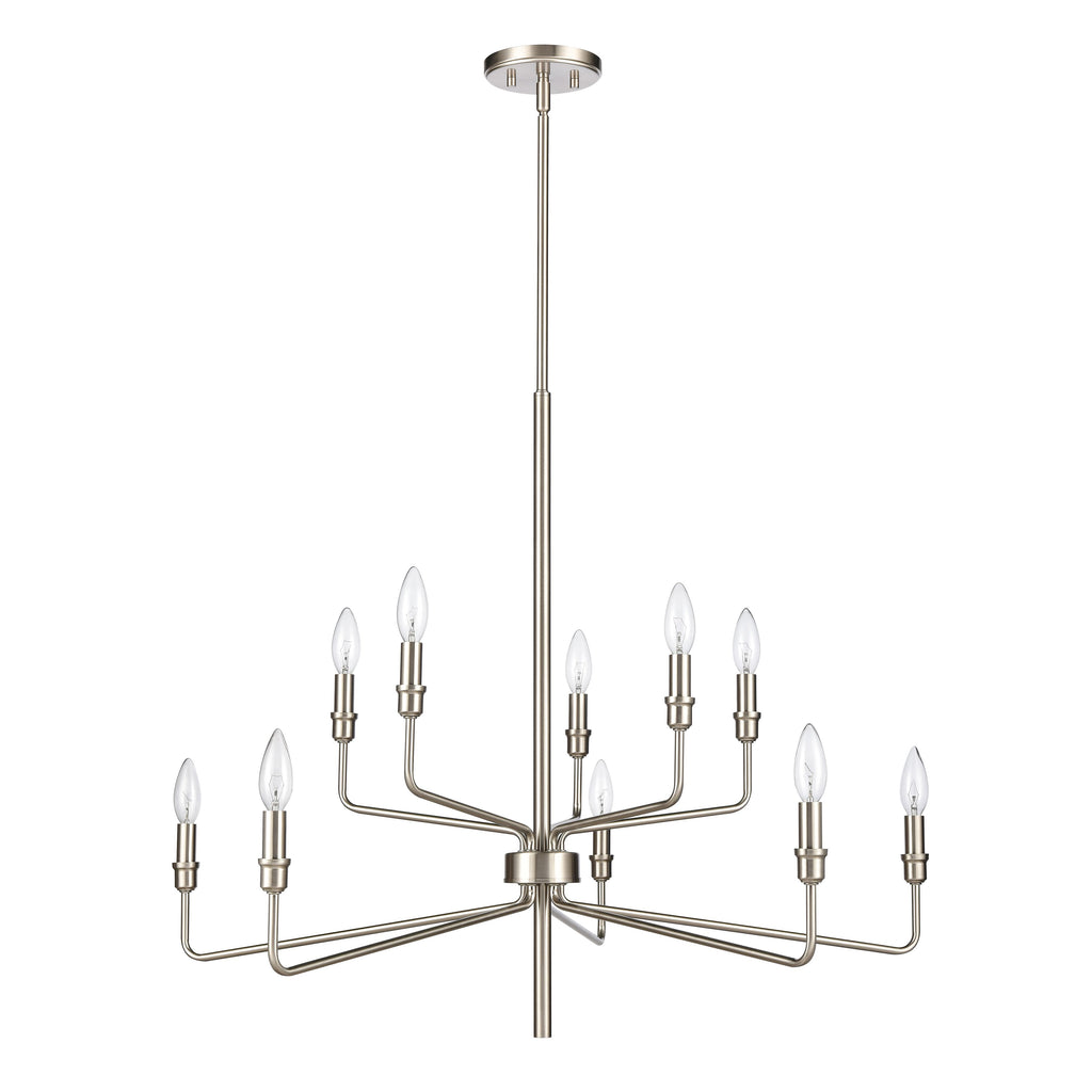 Saginaw 34'' Wide 10-Light Chandelier - Satin Nickel