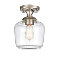 Agnes 8'' Wide 1-Light Semi Flush Mount - Satin Nickel