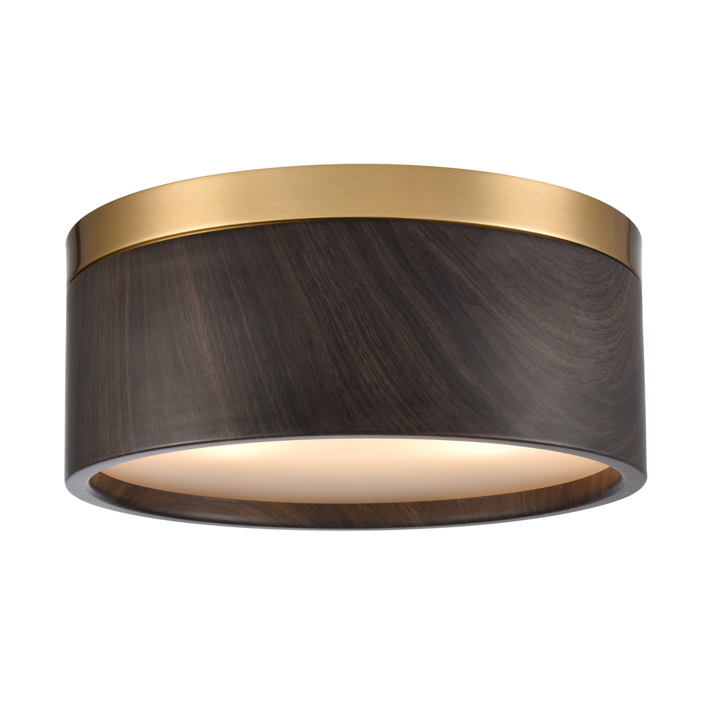 Engel 12'' Wide 2-Light Flush Mount - Satin Brass with Ebony