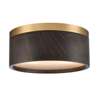 Engel 12'' Wide 2-Light Flush Mount - Satin Brass with Ebony