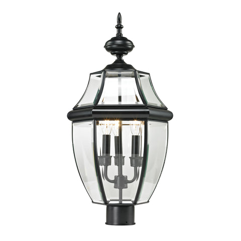 Ashford 3 Light Exterior Post Lantern In Black