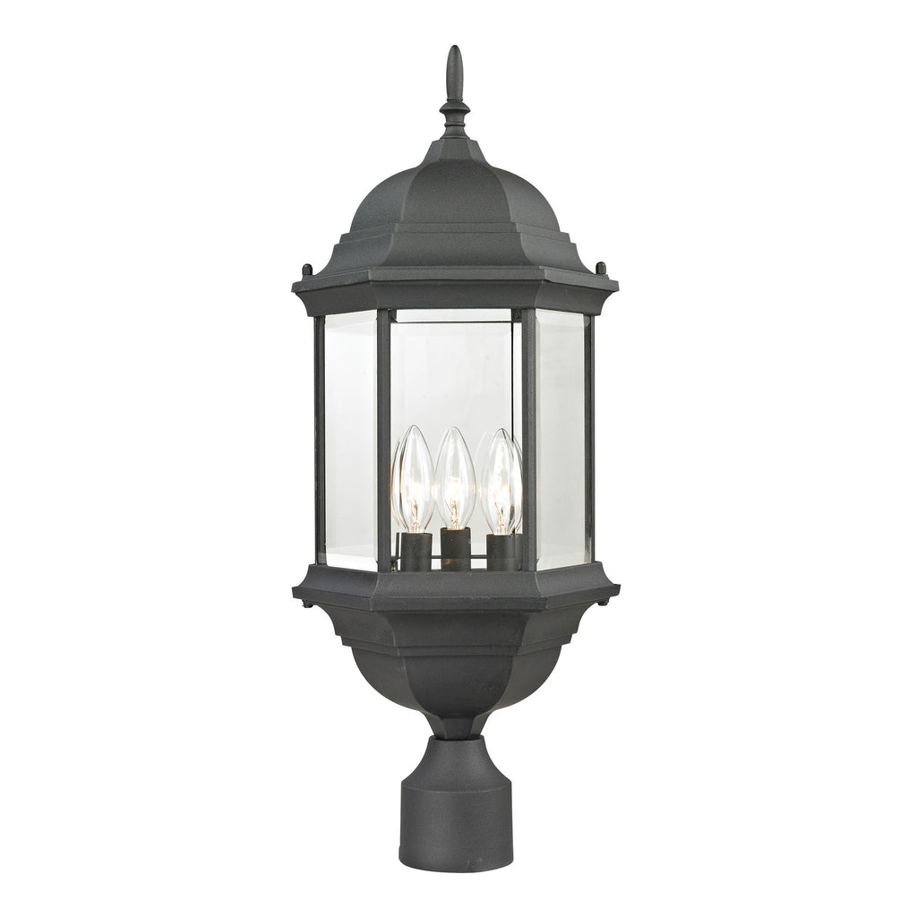 Spring Lake 3 Light Exterior Post Lantern In Matte Textured Black