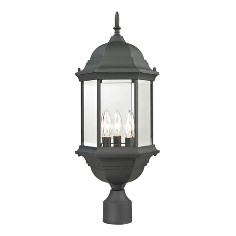 Spring Lake 3 Light Exterior Post Lantern In Matte Textured Black