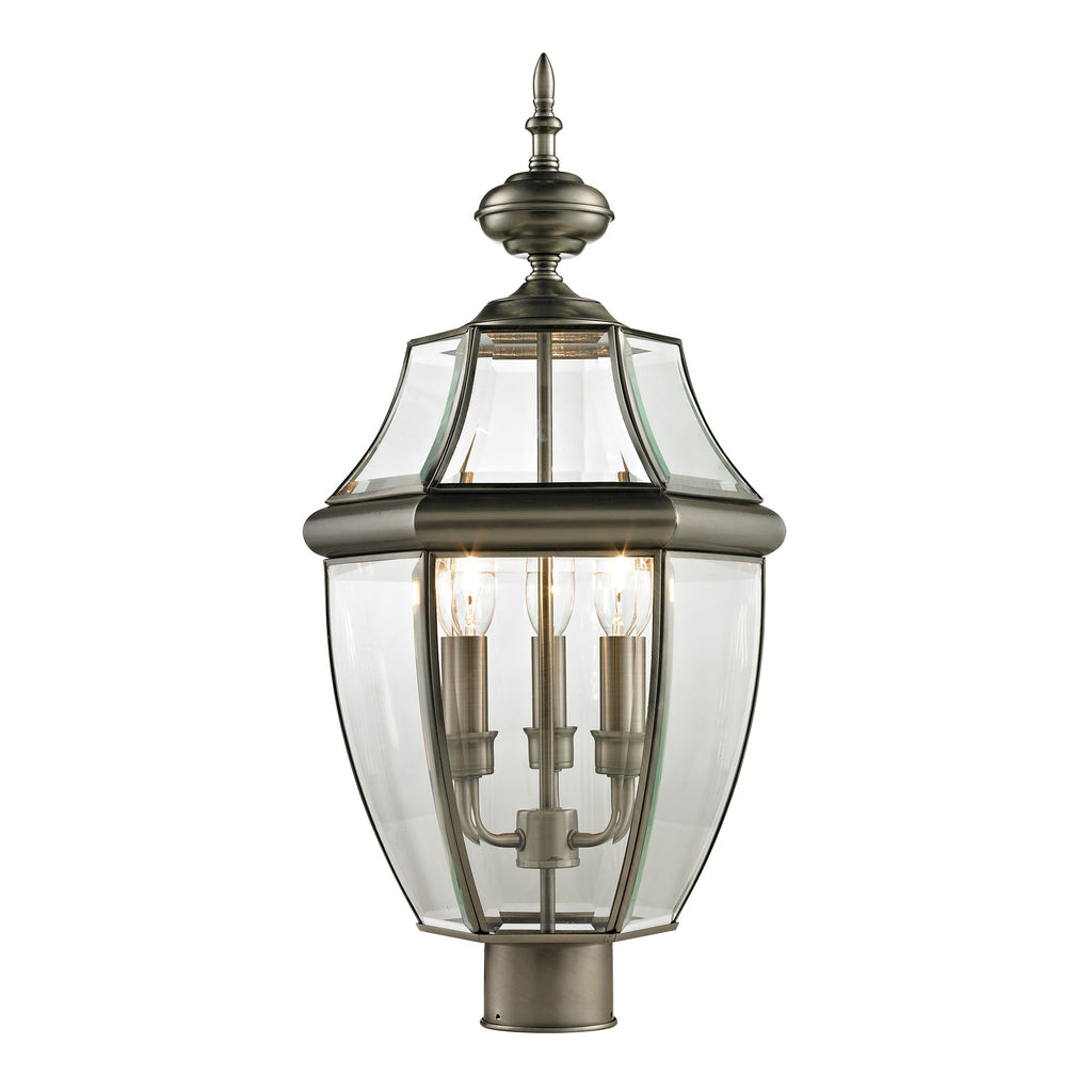 Ashford 3 Light Outdoor Post Lamp In Antique Nickel