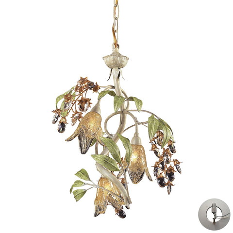 Huarco 3 Light Chandelier in Seashell and Green - Includes Adapter Kit