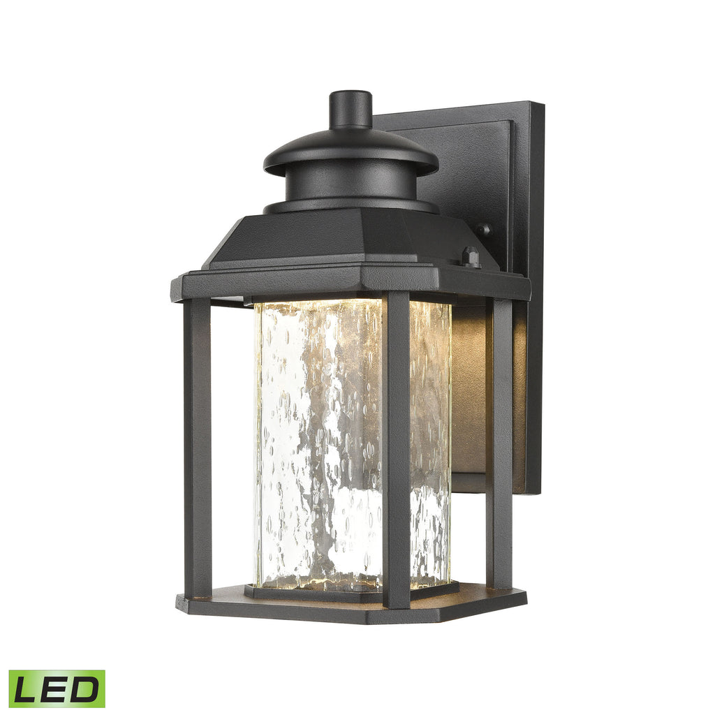 Irvine 1-Light Sconce in Matte Black with Seedy Glass