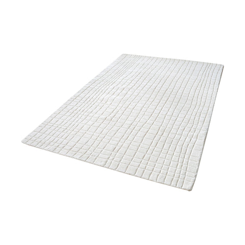 Blockhill Handwoven Wool Rug In Cream - 3ft x 5ft