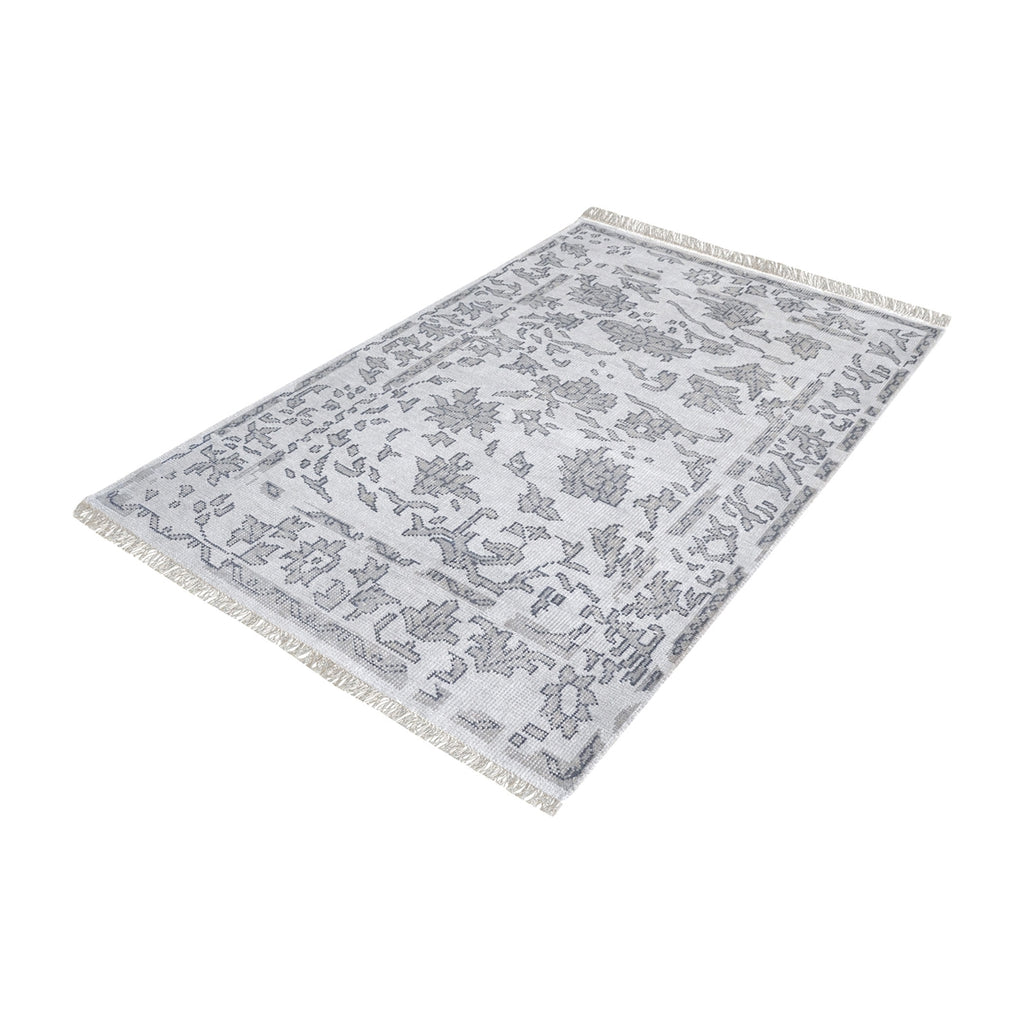 Harappa Handknotted Wool Rug In Grey - 5ft x 8ft