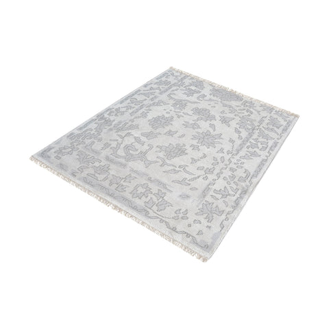 Harappa Handknotted Wool Rug In Silver And Ivory