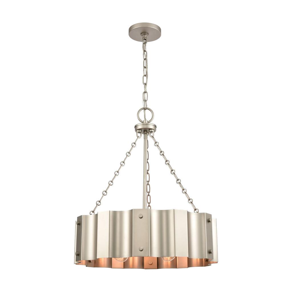 Clausten 4-Light Chandelier in Matte Nickel with Satin Nickel Metal Shade