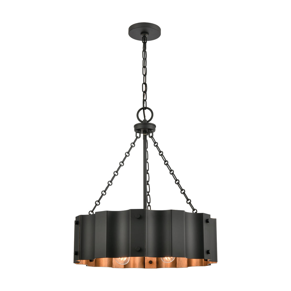 Clausten 4-Light Chandelier in Black and Gold with Black Metal Shade