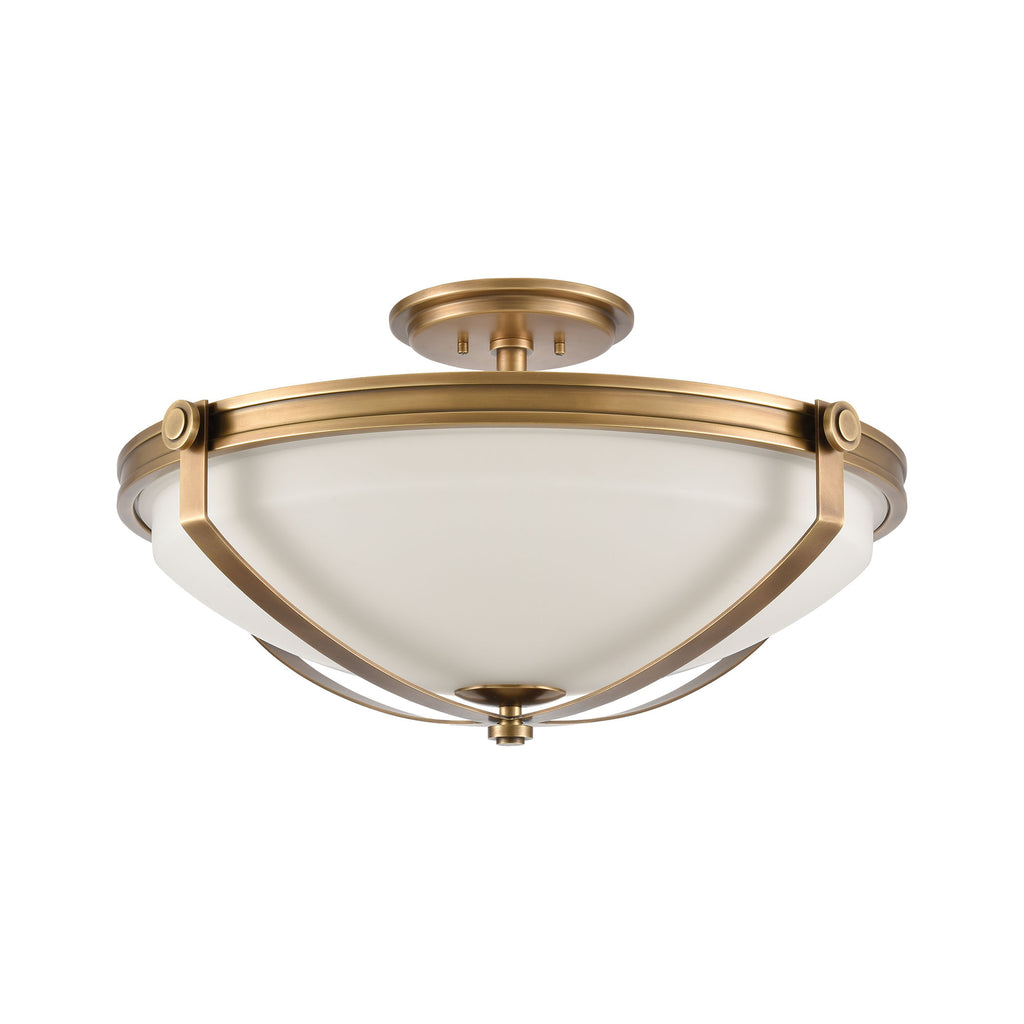 Connelly 4-Light Semi Flush in Natural Brass with Frosted Glass