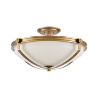 Connelly 4-Light Semi Flush in Natural Brass with Frosted Glass