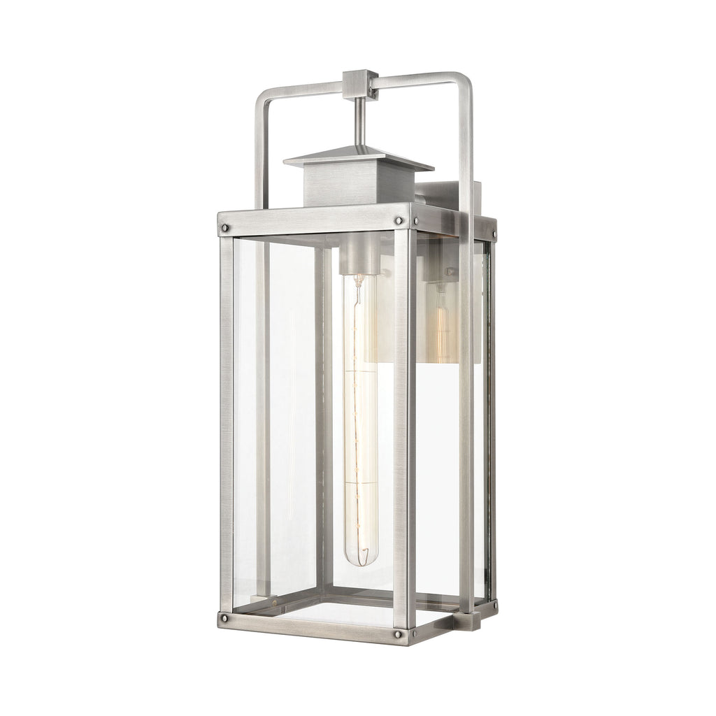 Crested Butte 1-Light Outdoor Sconce in Antique Brushed Aluminum with Clear Glass Enclosure