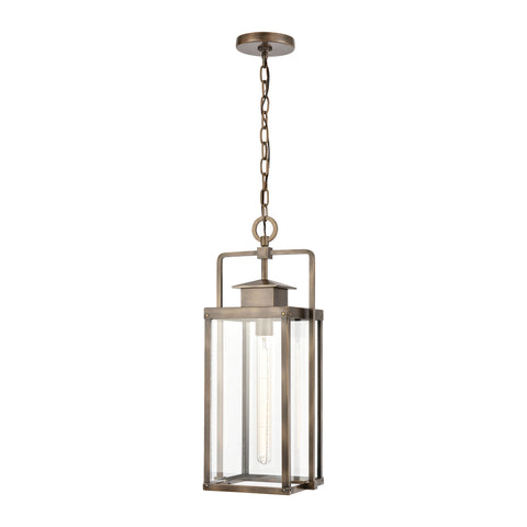 Crested Butte 1-Light Outdoor Pendant in Vintage Brass with Clear Glass Enclosure