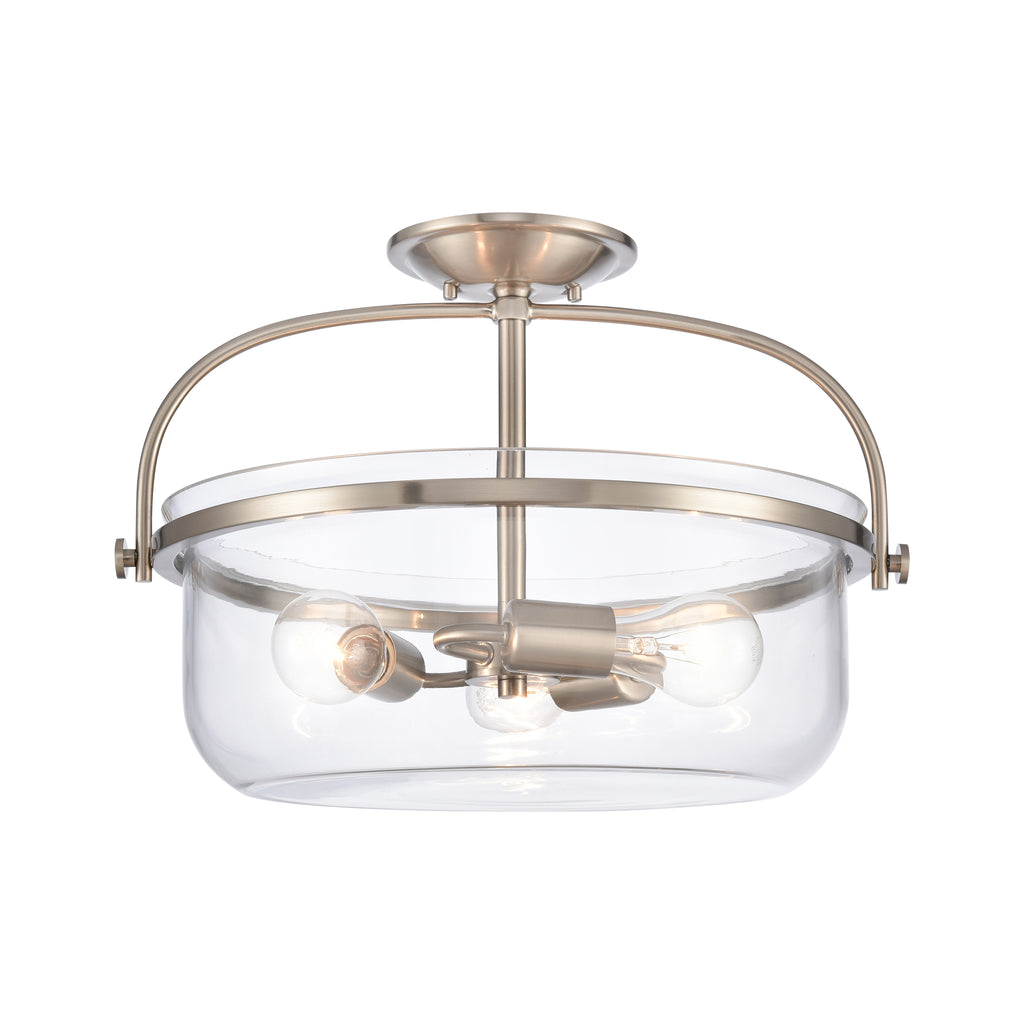 Wentworth 17'' Wide 3-Light Semi Flush Mount - Brushed Nickel