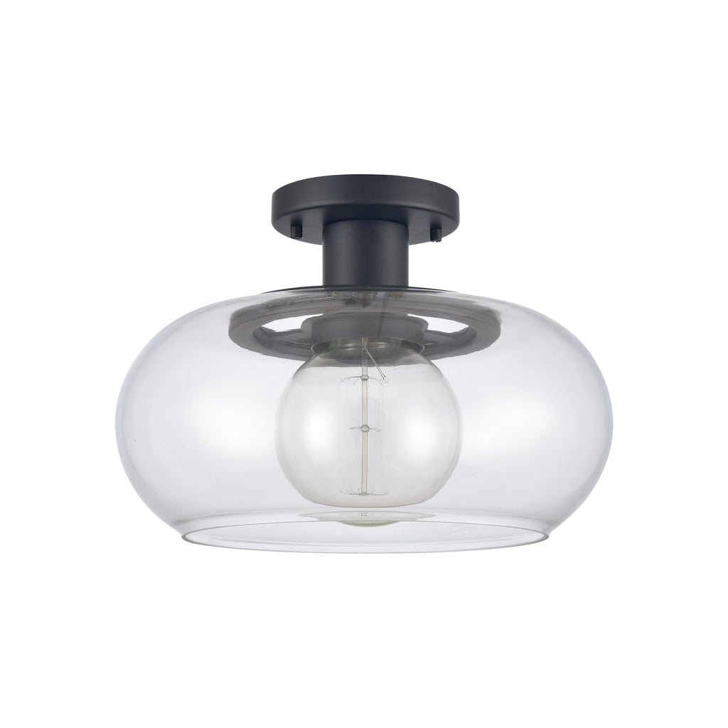 Clement 13'' Wide 1-Light Semi Flush Mount - Matte Black