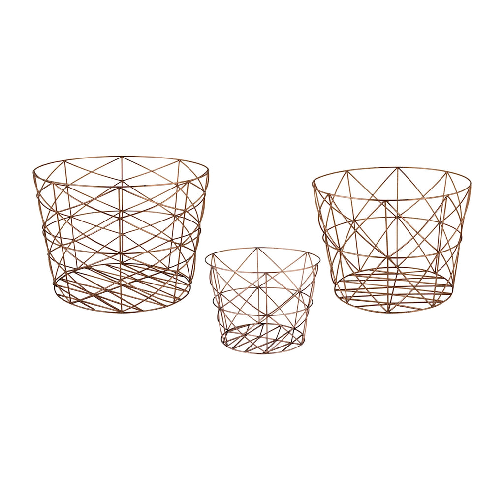 Nested Geometric Copper Baskets
