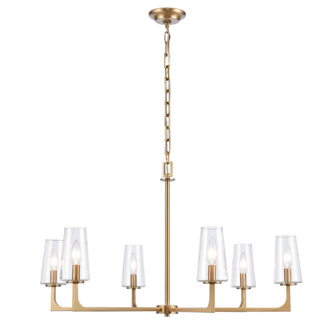 Fitzroy 34'' Wide 6-Light Chandelier - Lacquered Brass