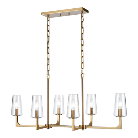 Fitzroy 36'' Wide 6-Light Linear Chandelier - Lacquered Brass