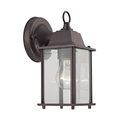 1 Light Outdoor Wall Sconce In Oil Rubbed Bronze And Clear Glass