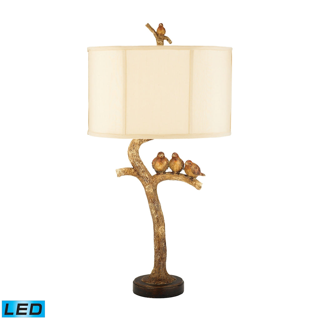 Three Bird 1 Light LED Table Lamp in Gold Leaf And Black