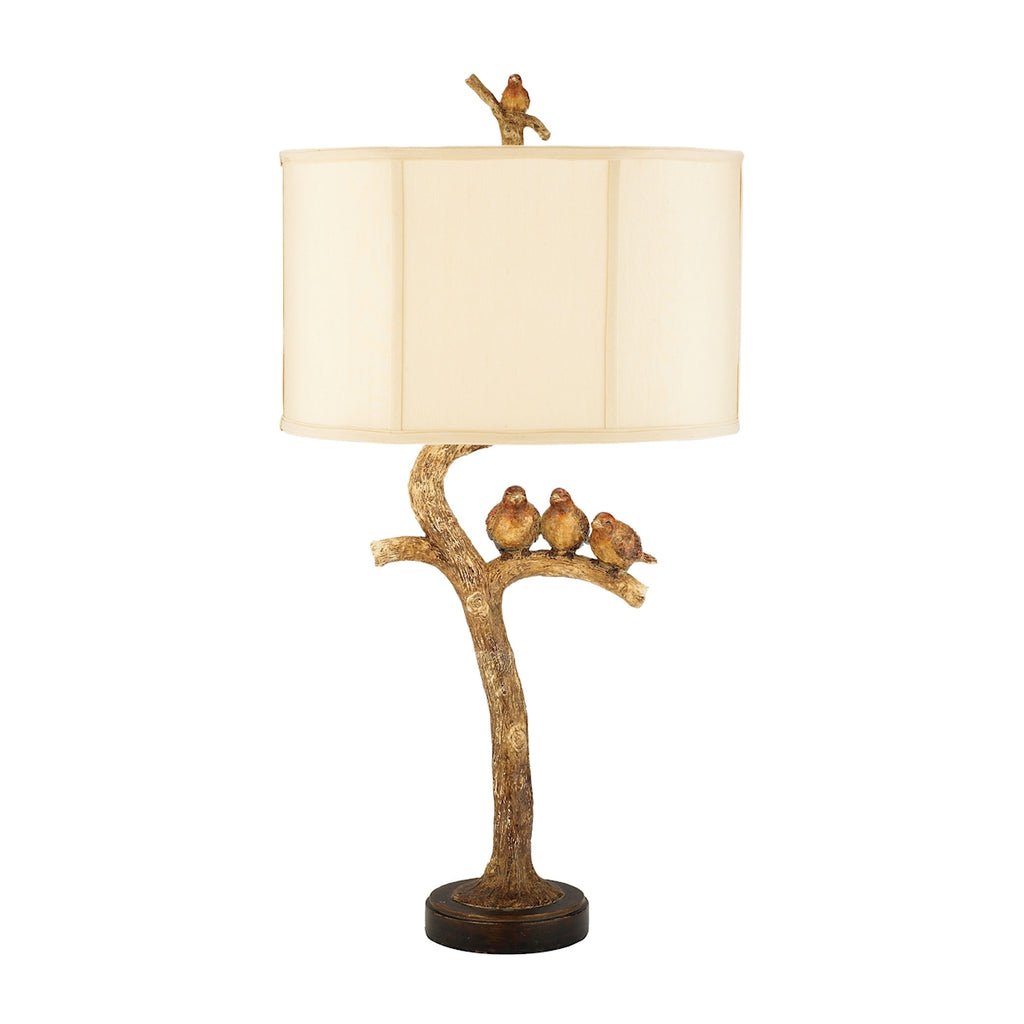 Three Bird 1 Light Table Lamp in Gold Leaf And Black